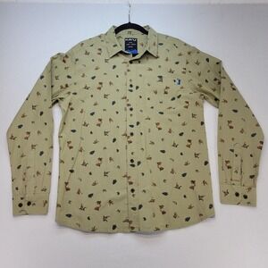 Kavu Shirt Mens Medium Tan Linden Bigfoot Sasquatch Long Sleeve Hiking Outdoor
